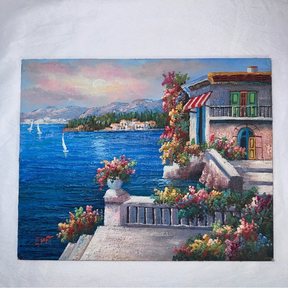 c.loft Other - C. Loft Painting - high rise bay - Mediterranean Coastal Seascape on Board
